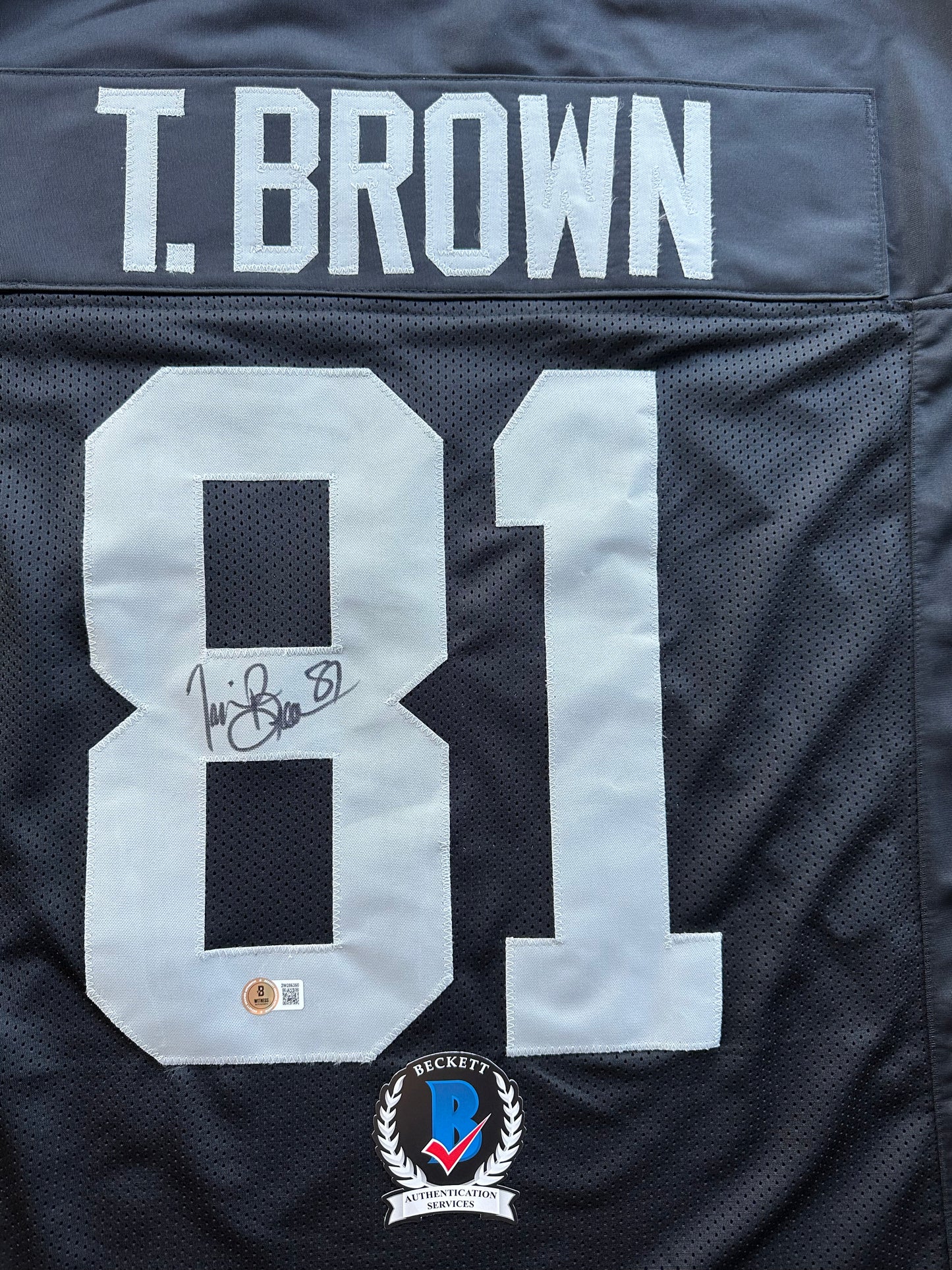TIM BROWN LA OAKLAND RAIDERS SIGNED JERSEY XL Notre Dame Fighting Irish BAS