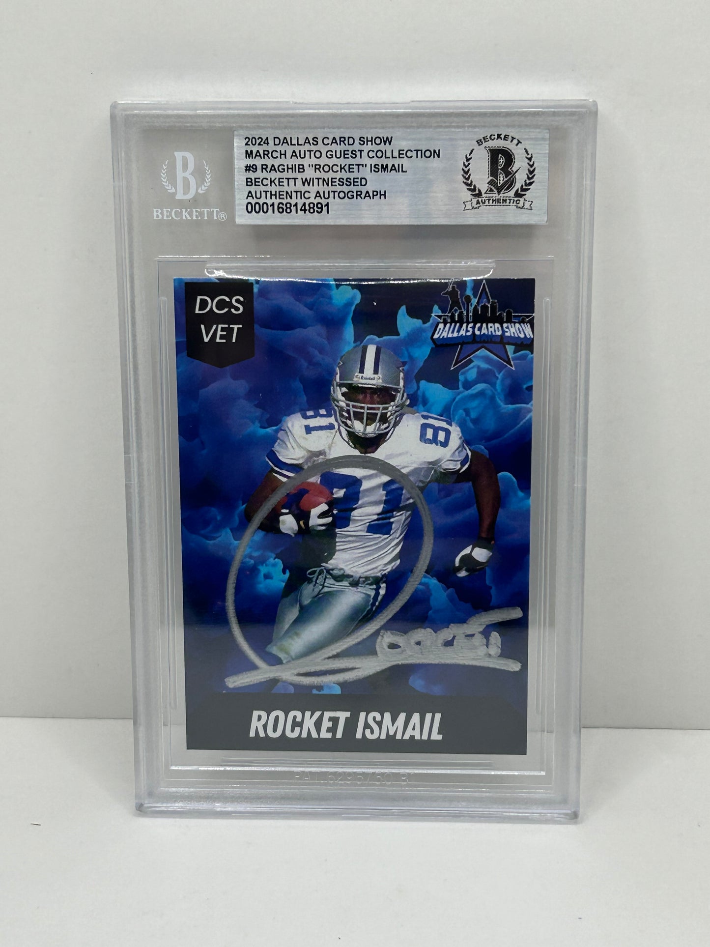2024 Dallas Card Show Raghib "Rocket" Ismail #9 Beckett Witnessed Authentic Autograph (4891)