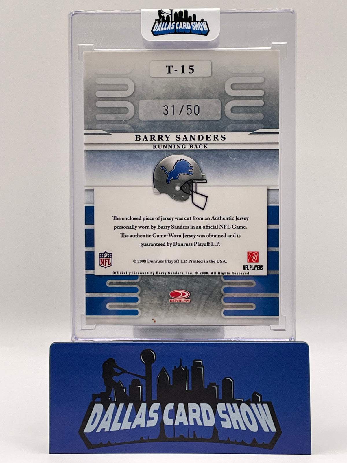 2008 Leaf Limited #T-15 Barry Sanders Team Trademarks Game Used Relic /50