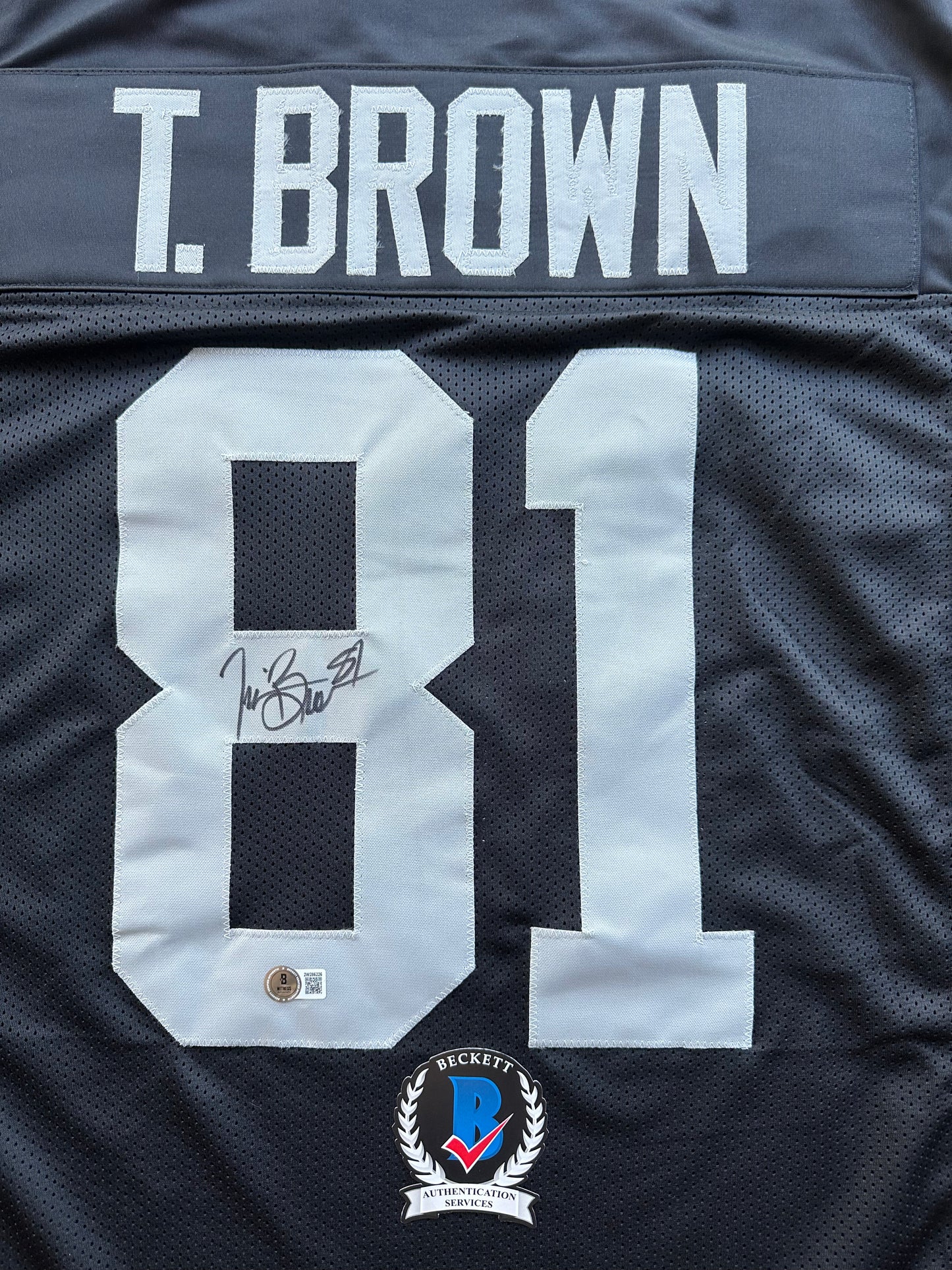 TIM BROWN LA OAKLAND RAIDERS SIGNED JERSEY XL Notre Dame Fighting Irish BAS