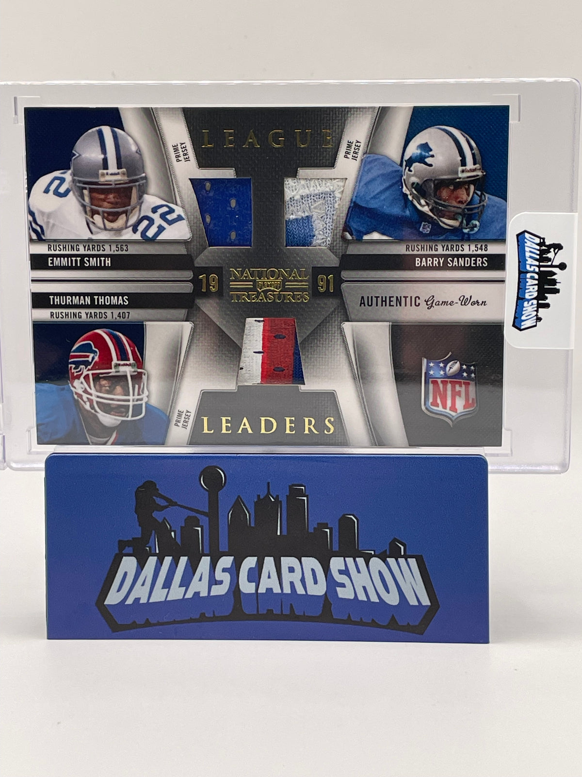 2009 Palyoff National Treasure #7 Barry Sander/Emmitt Smith/Thurman Thomas Relic /25