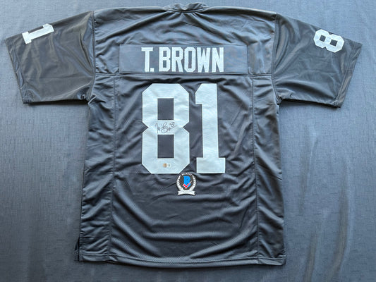 TIM BROWN LA OAKLAND RAIDERS SIGNED JERSEY XL Notre Dame Fighting Irish BAS
