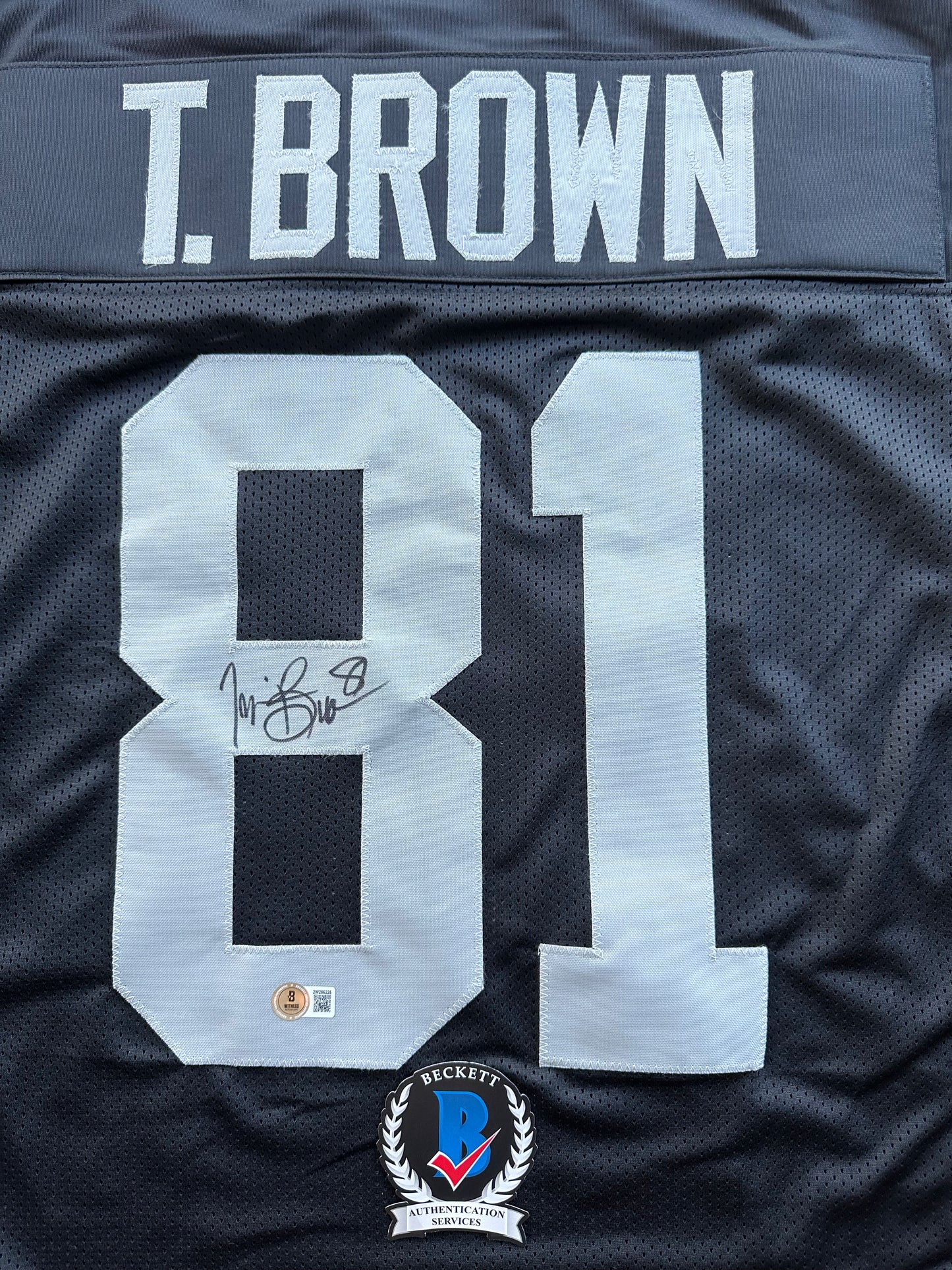 TIM BROWN LA OAKLAND RAIDERS SIGNED JERSEY XL Notre Dame Fighting Irish BAS