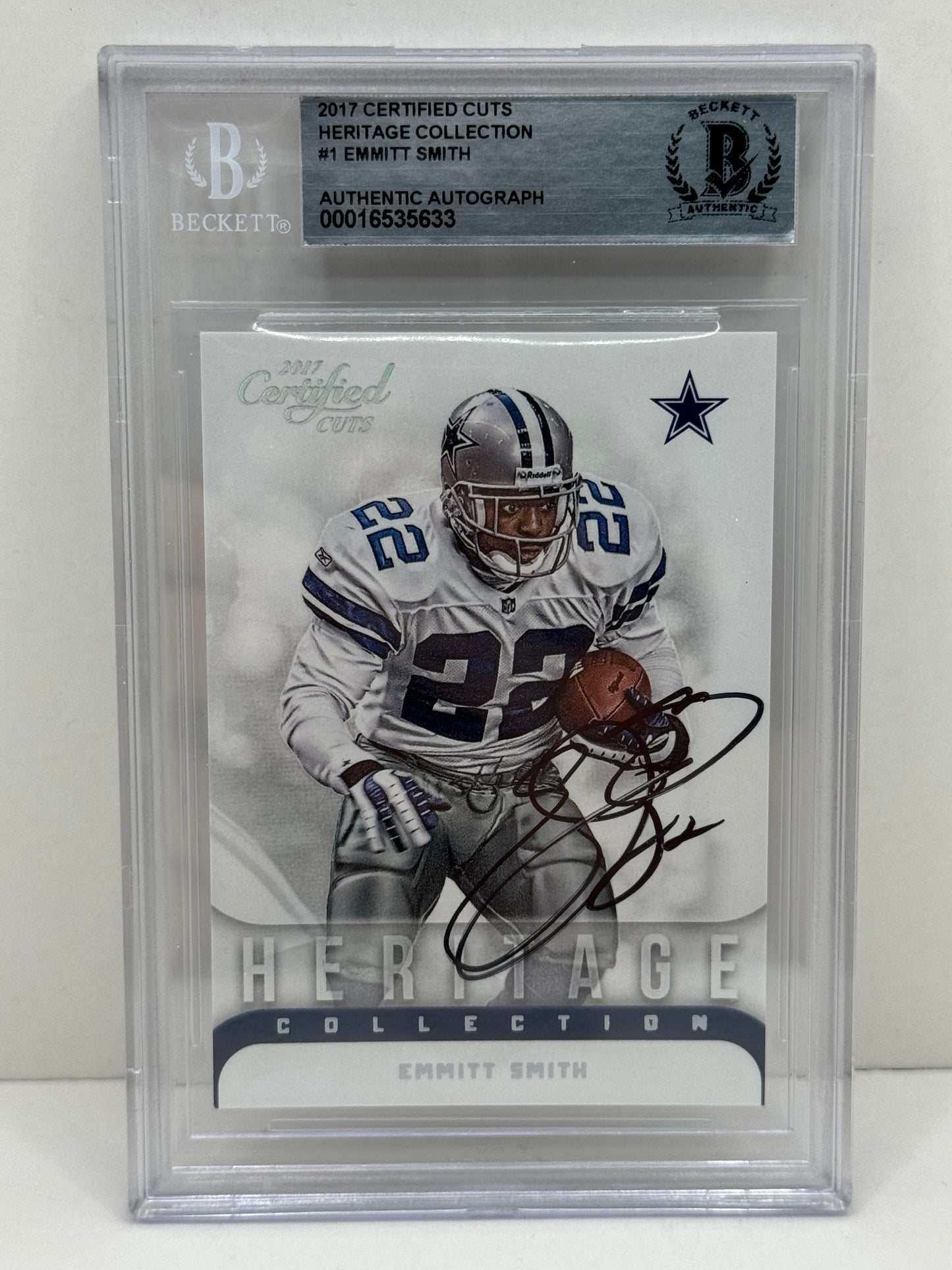 2017 Certified Cuts Emmitt Smith #1 Heritage Collection Silver Auto Beckett Authentic