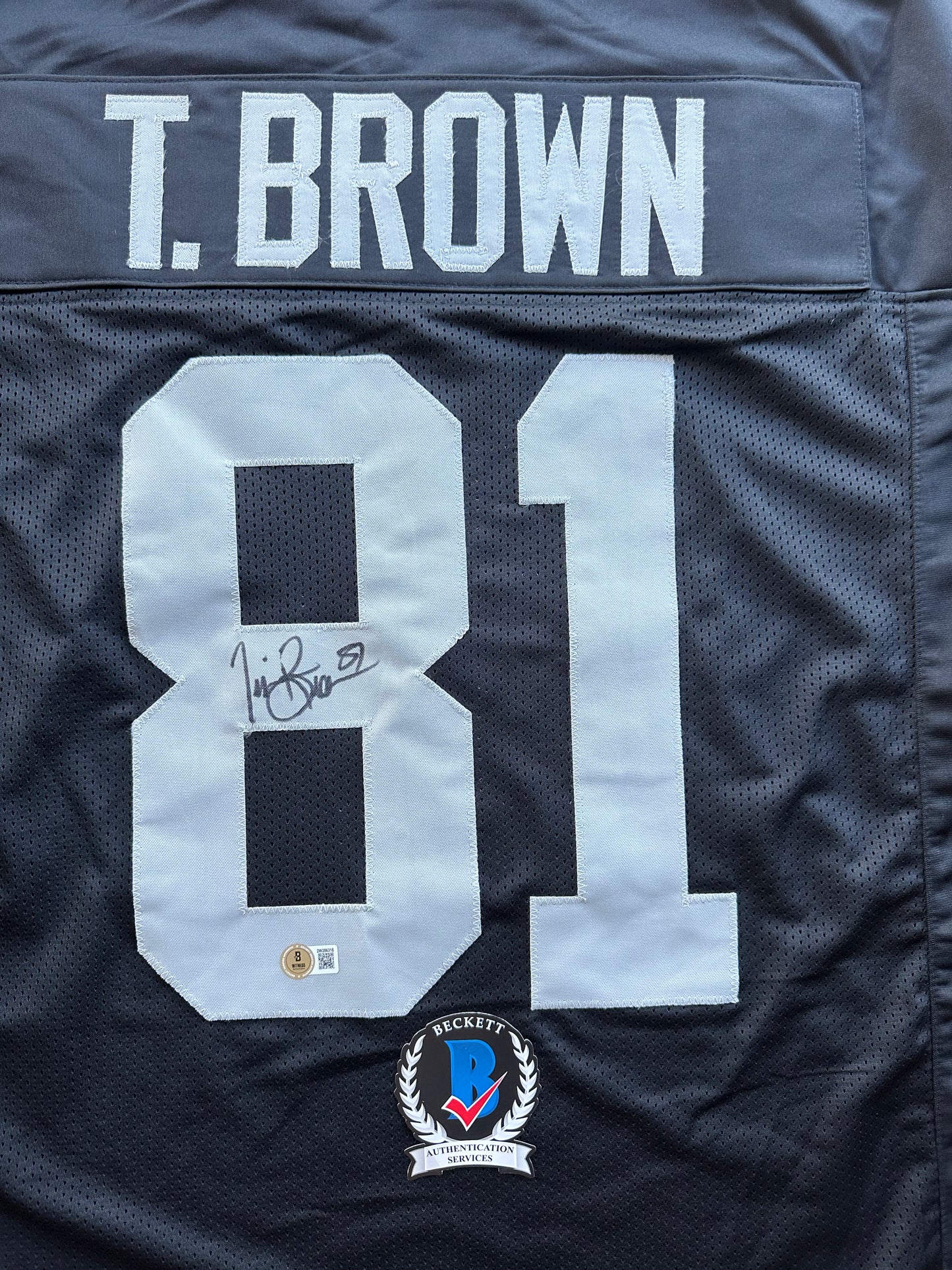 TIM BROWN LA OAKLAND RAIDERS SIGNED JERSEY XL Notre Dame Fighting Irish BAS