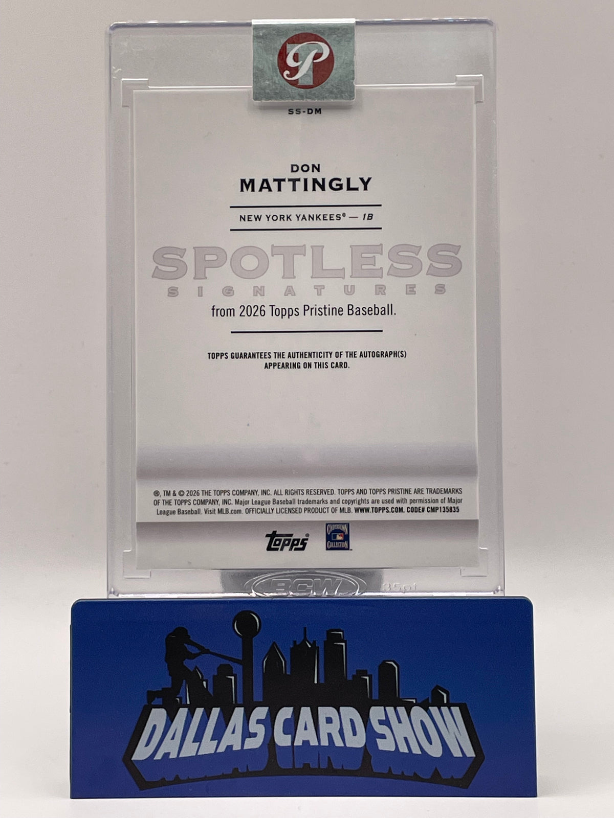 2026 Topps Pristine #SS-DM Don Mattingly Spotless Signatures /99