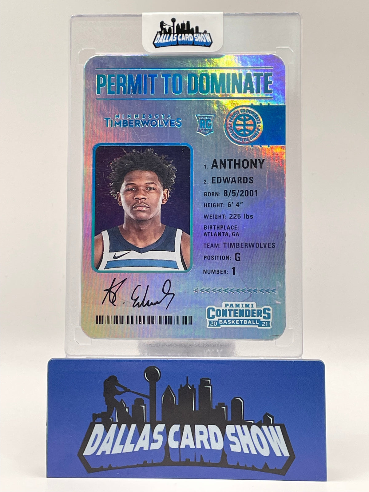 2020-21 Panini Contenders #17 Anthony Edwards Rookie Permit to Dominate