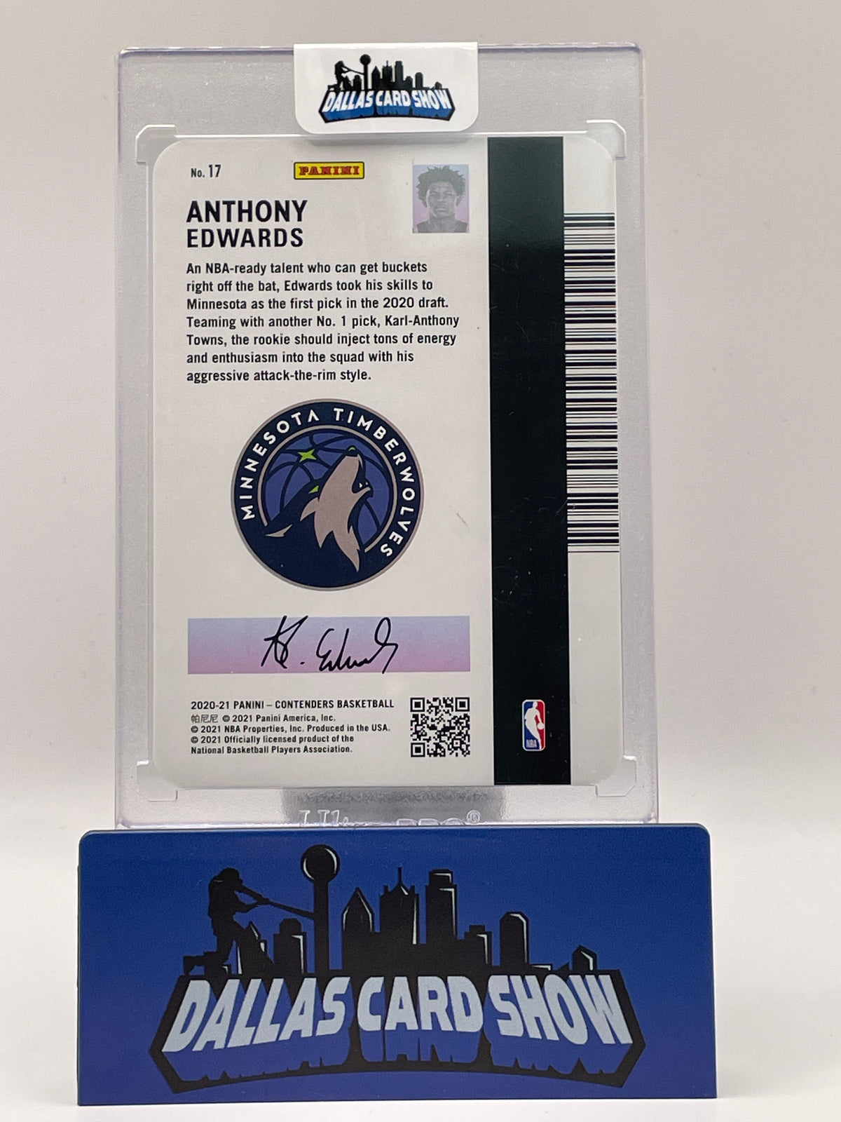 2020-21 Panini Contenders #17 Anthony Edwards Rookie Permit to Dominate