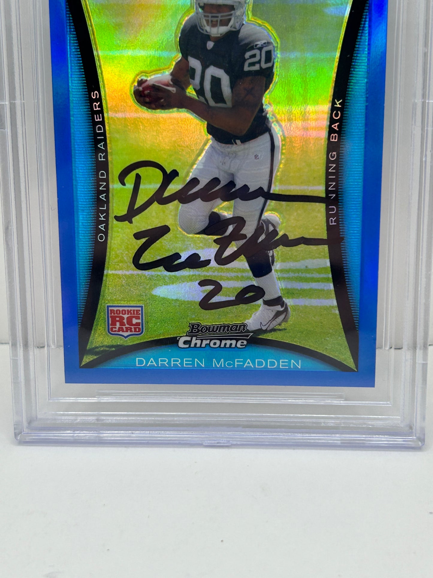 2008 Bowman Chrome Darren McFadden #BC71 Blue Refractors Autograph /150 Beckett 10