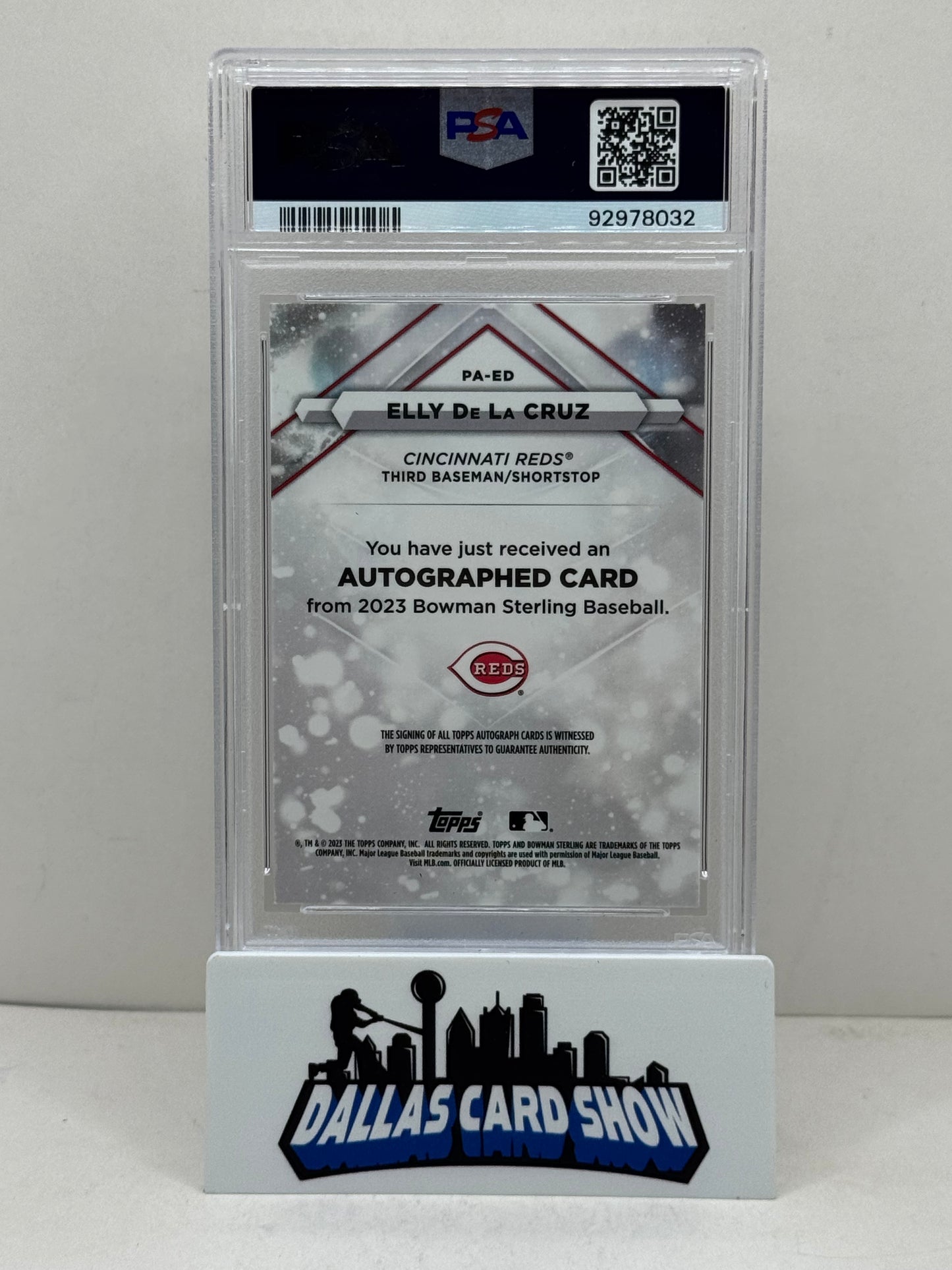 2023 Bowman Sterling #PA-ED Elly De La Cruz Sterling Silver Autograph /100 PSA 9 Auto 10