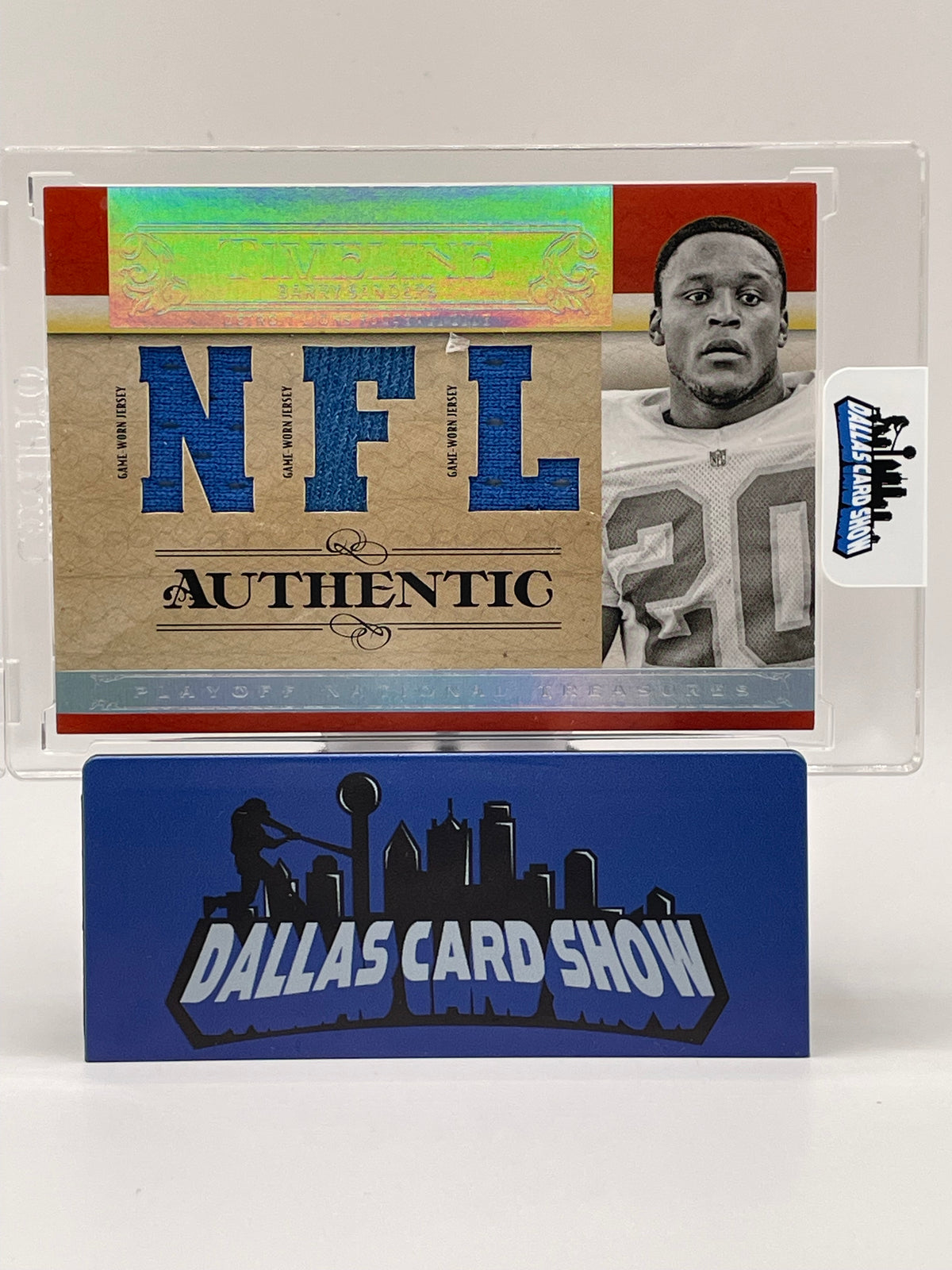 2007 Playoff National Treasure #T-BS Barry Sanders Timeline Game Used Relic (20/99) Jersey #