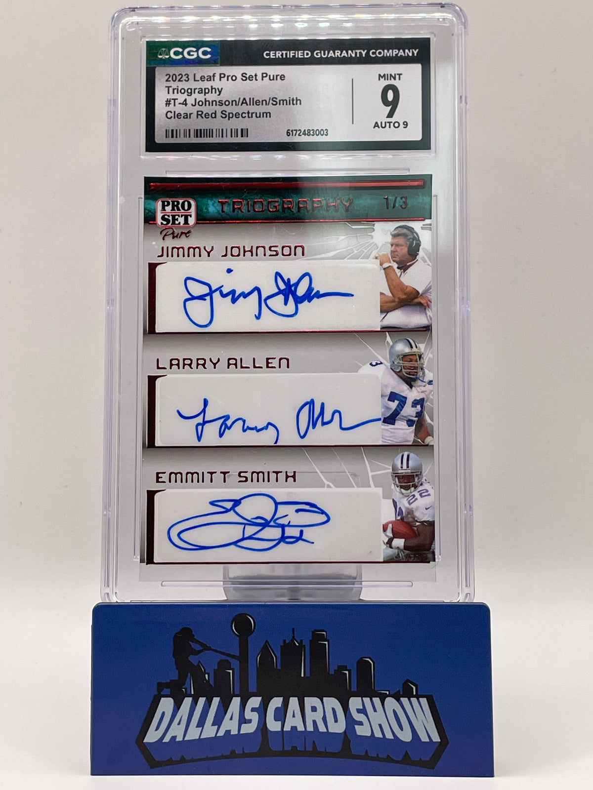 2023 Leaf Pro Set Pure Triography Johnson/Allen/Smith Clear Red Spectrum Auto /3 CGC 9