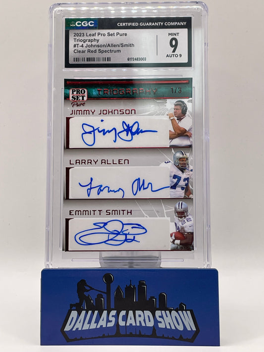 2023 Leaf Pro Set Pure Triography Johnson/Allen/Smith Clear Red Spectrum Auto /3 CGC 9
