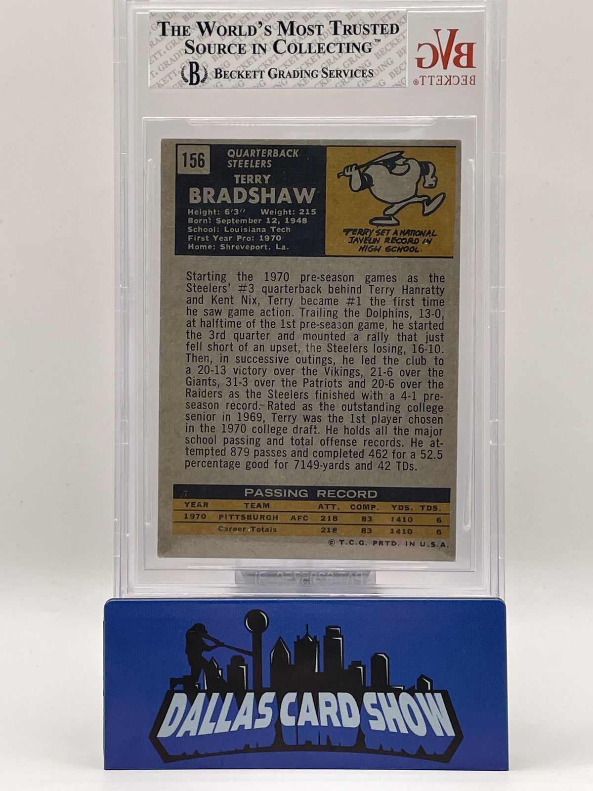 1971 Topps #156 Terry Bradshaw Rookie RC BVG 5