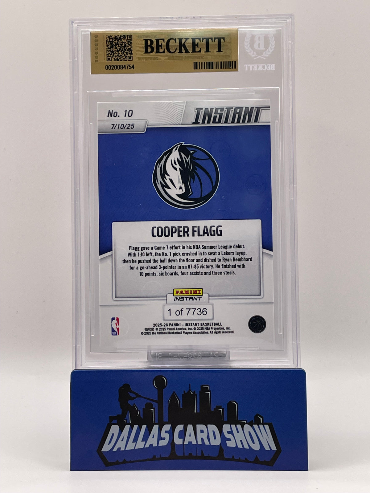 2025-26 Panini Instant #10 Cooper Flagg /7736 BGS 9.5