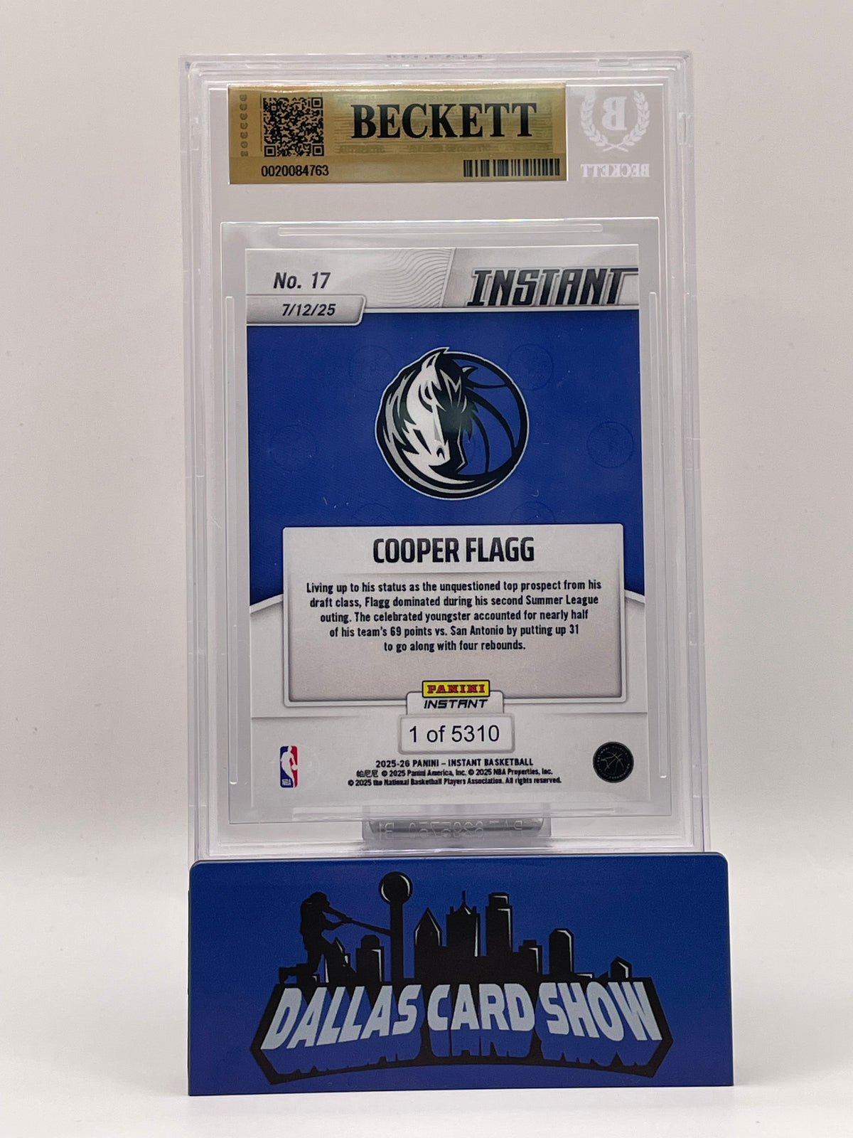 2025-26 Panini Instant #17 Cooper Flagg /5310 BGS 9.5