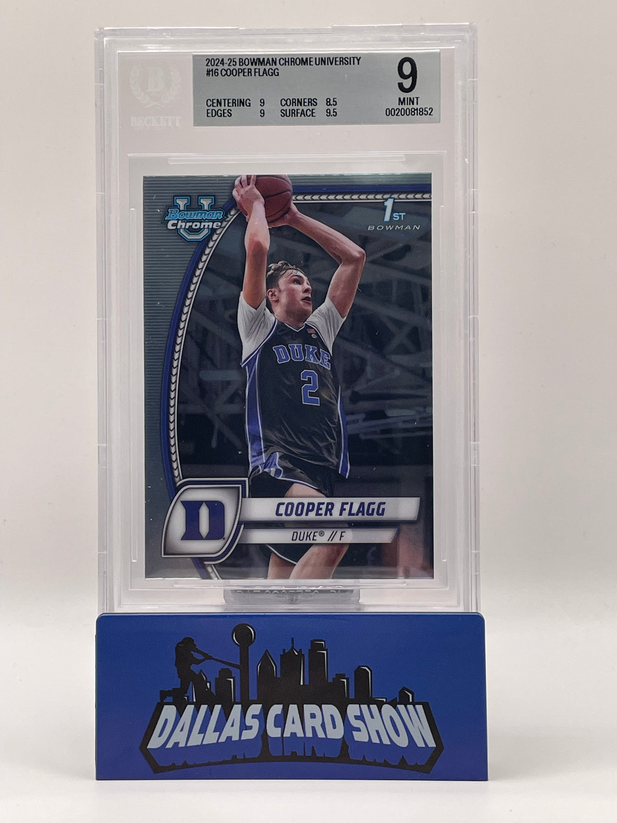 2024-25 Bowman Chrome University #16 Copper Flagg 1st Bowman BGS 9