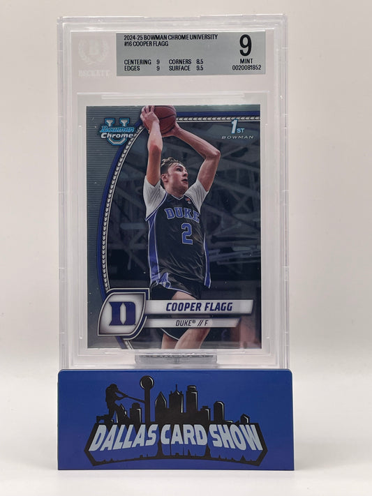 2024-25 Bowman Chrome University #16 Copper Flagg 1st Bowman BGS 9