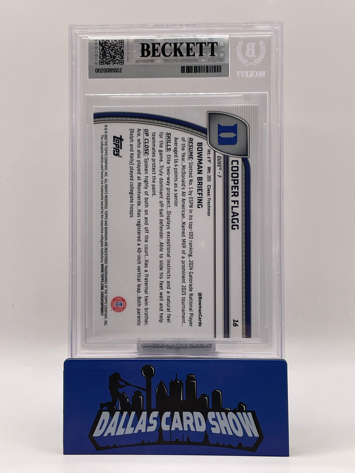 2024-25 Bowman Chrome University #16 Copper Flagg 1st Bowman BGS 9