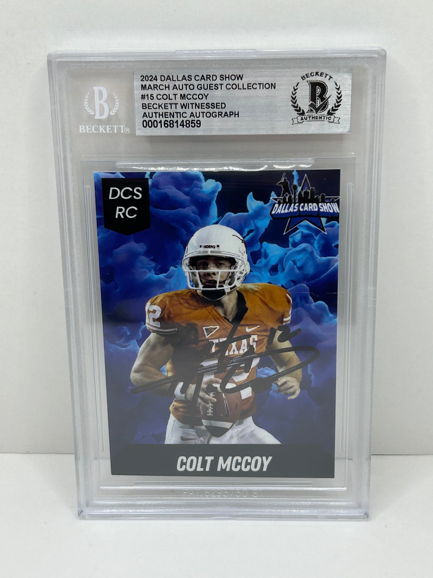 2024 Dallas Card Show Colt McCoy #15 Beckett Witnessed Authentic Autograph (4859)