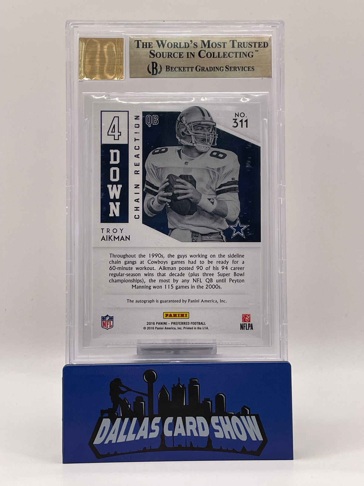 2016 Panini Preferred #311 Troy Aikman Chain Reaction Fourth Down Auto 1/1 BGS 9.5