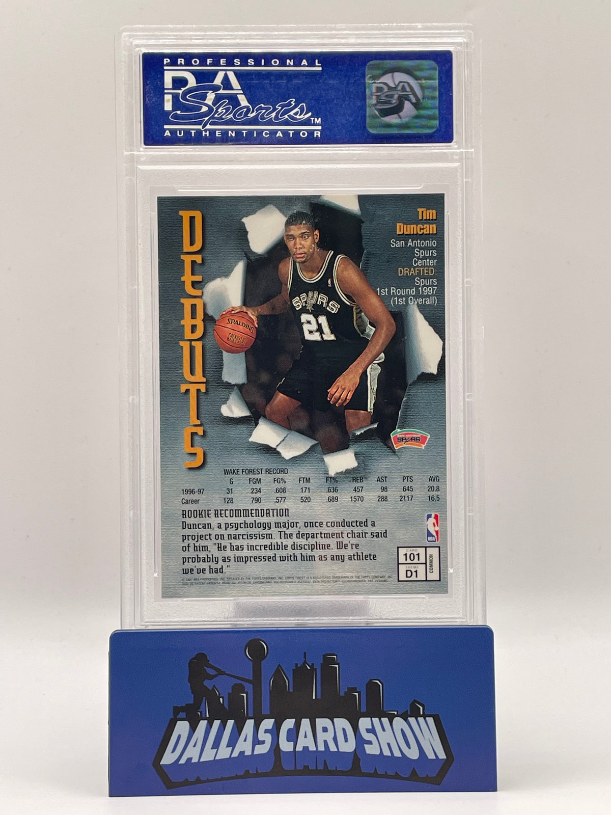 1997-98 Topps Finest #101 Tim Duncan Rookie RC PSA 10