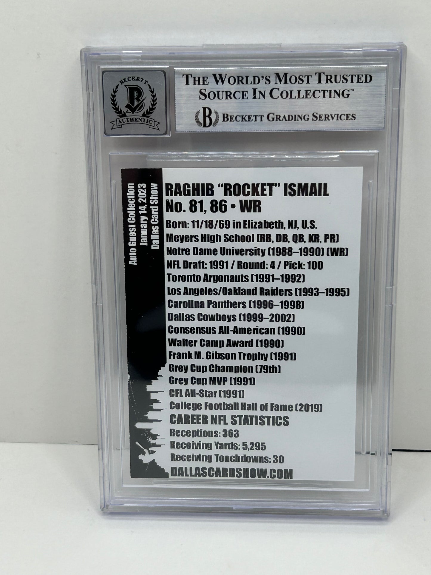 2023 Dallas Card Show Raghib "Rocket" Ismail January Guest Collection Beckett 10 (3896)