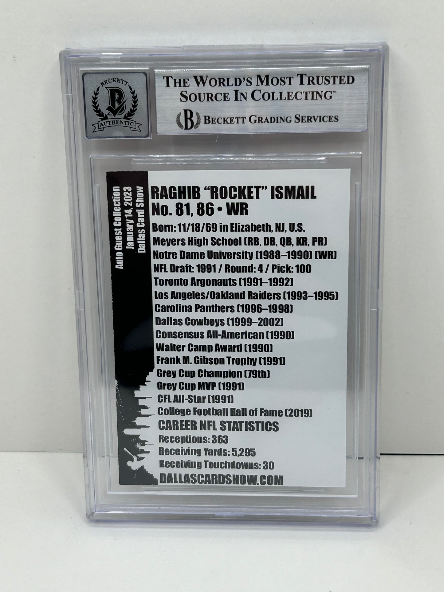 2023 Dallas Card Show Raghib "Rocket" Ismail January Guest Collection Beckett 10 (3899)