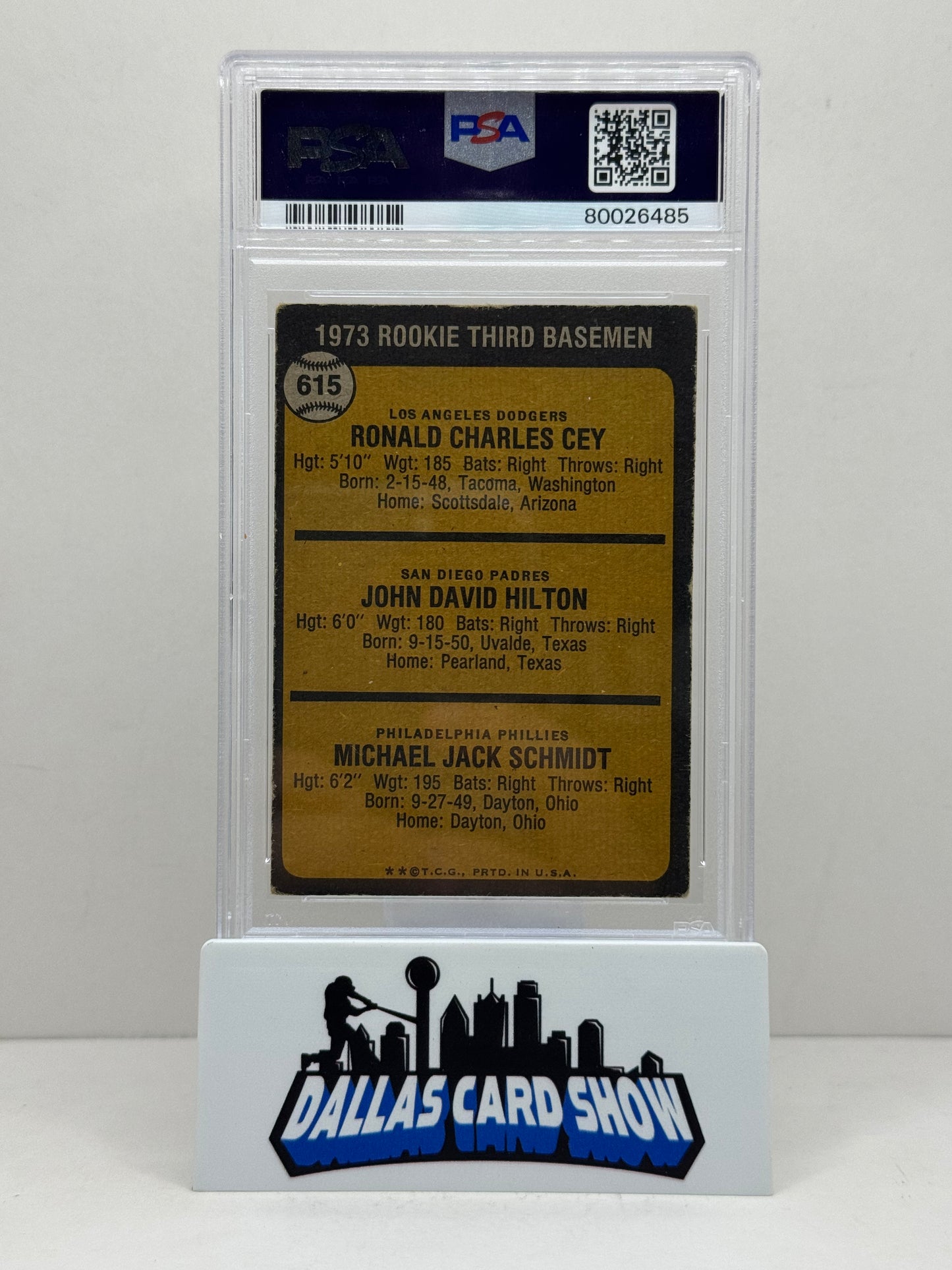 1973 Topps #615 Mike Schmidt Rookie 3rd Baseman Auto PSA 3 Auto 9