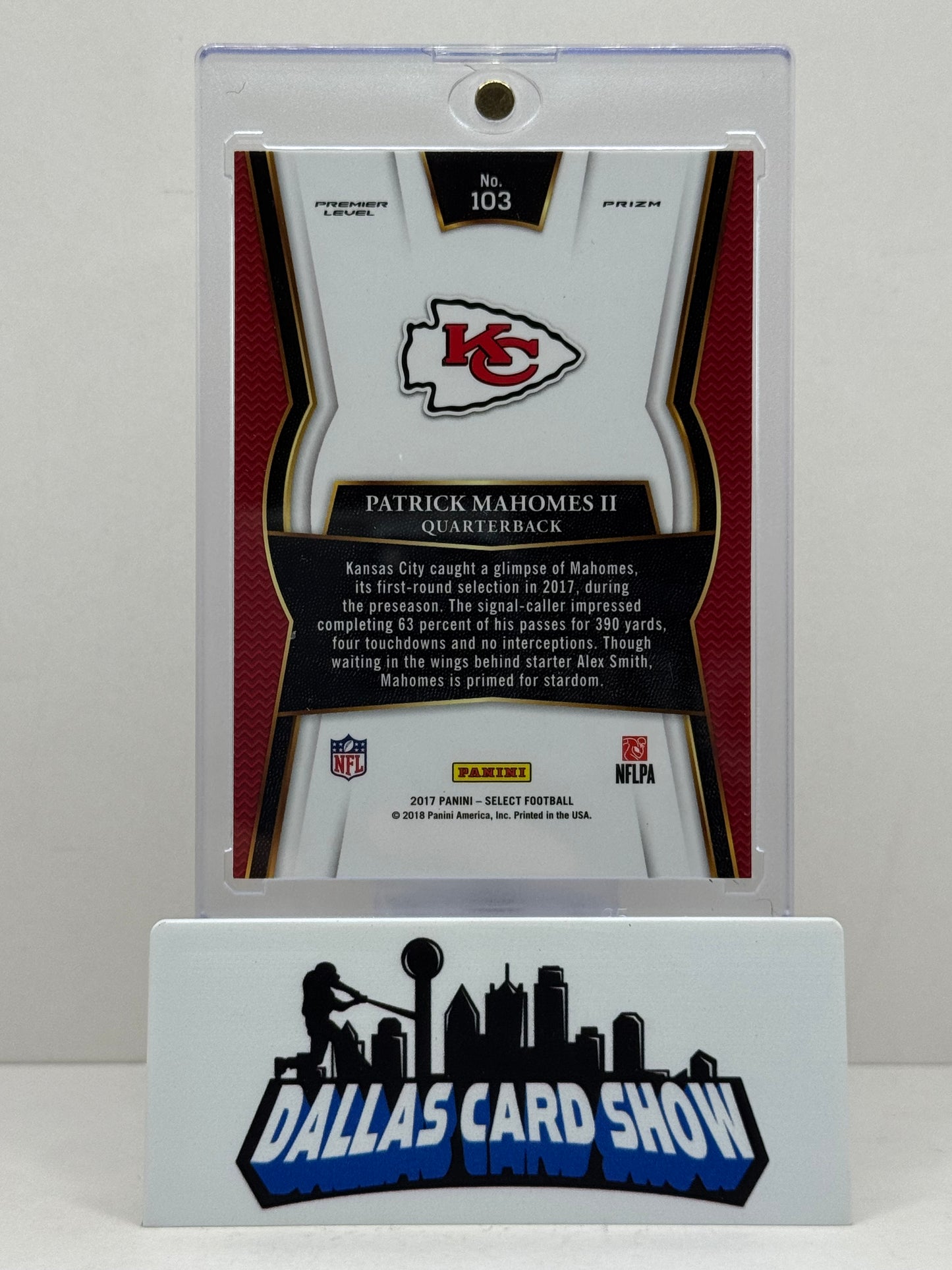 2017 Panini Select #103 Patrick Mahomes ll Premier Level Rookie RC