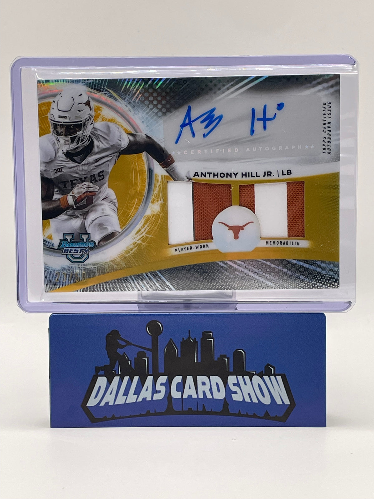 2025 Bowman's U Best #DRA-AH Anthony Hill Dual Relic Autograph Gold /50