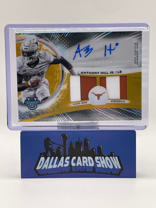 2025 Bowman's U Best #DRA-AH Anthony Hill Dual Relic Autograph Gold /50