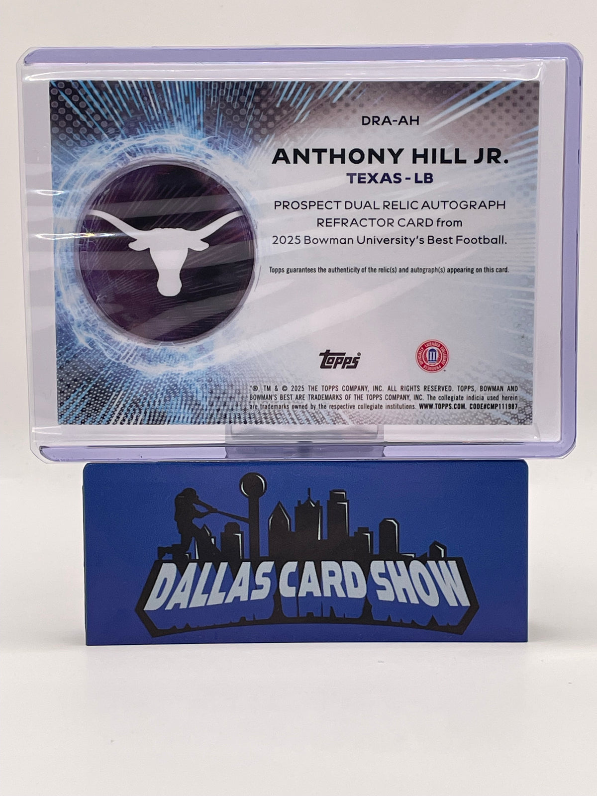 2025 Bowman's U Best #DRA-AH Anthony Hill Dual Relic Autograph Gold /50