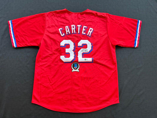 EVAN CARTER TEXAS RANGERS SIGNED Red JERSEY XL BAS COA