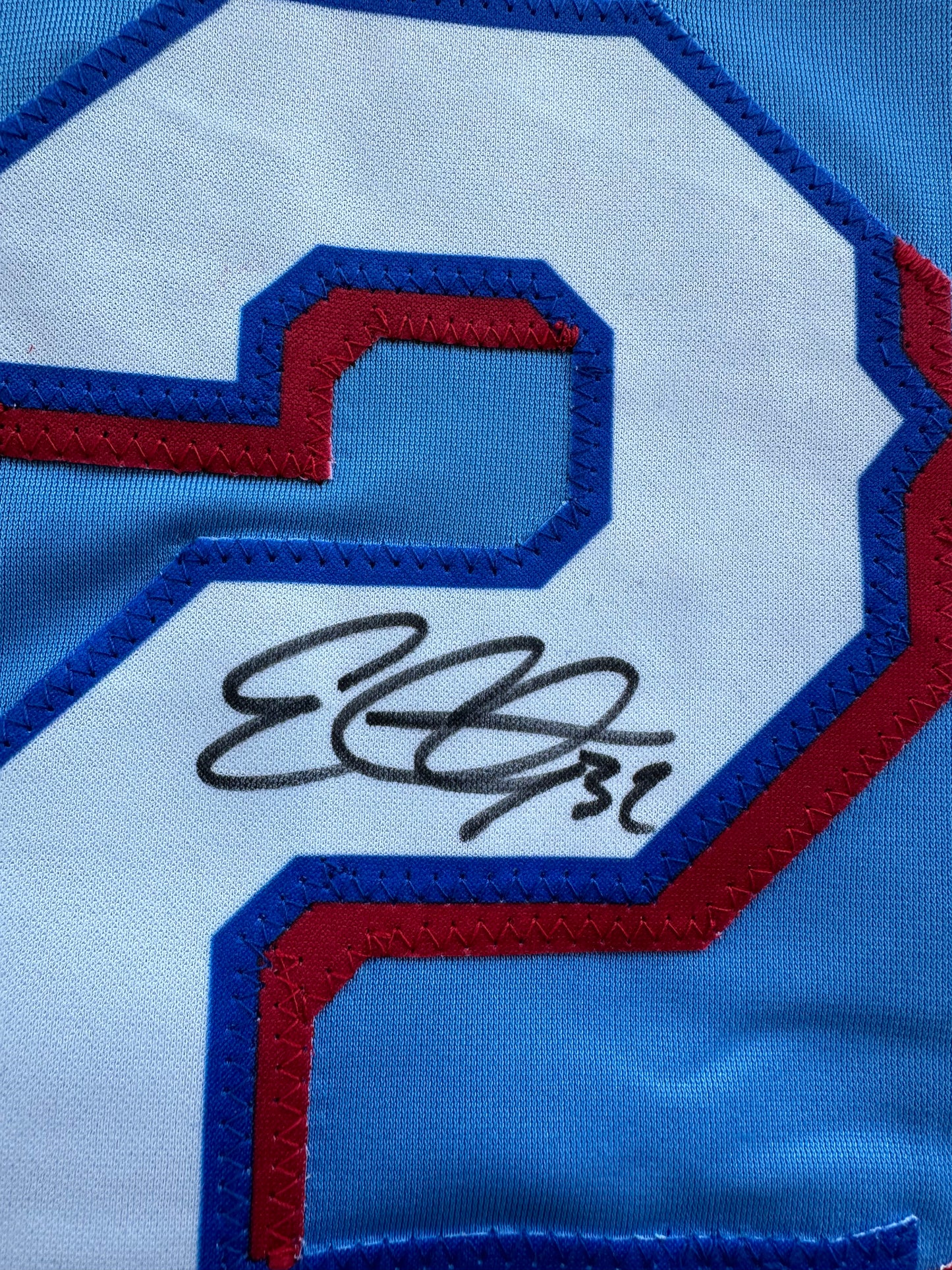 EVAN CARTER TEXAS RANGERS SIGNED Light Blue JERSEY XL BAS COA