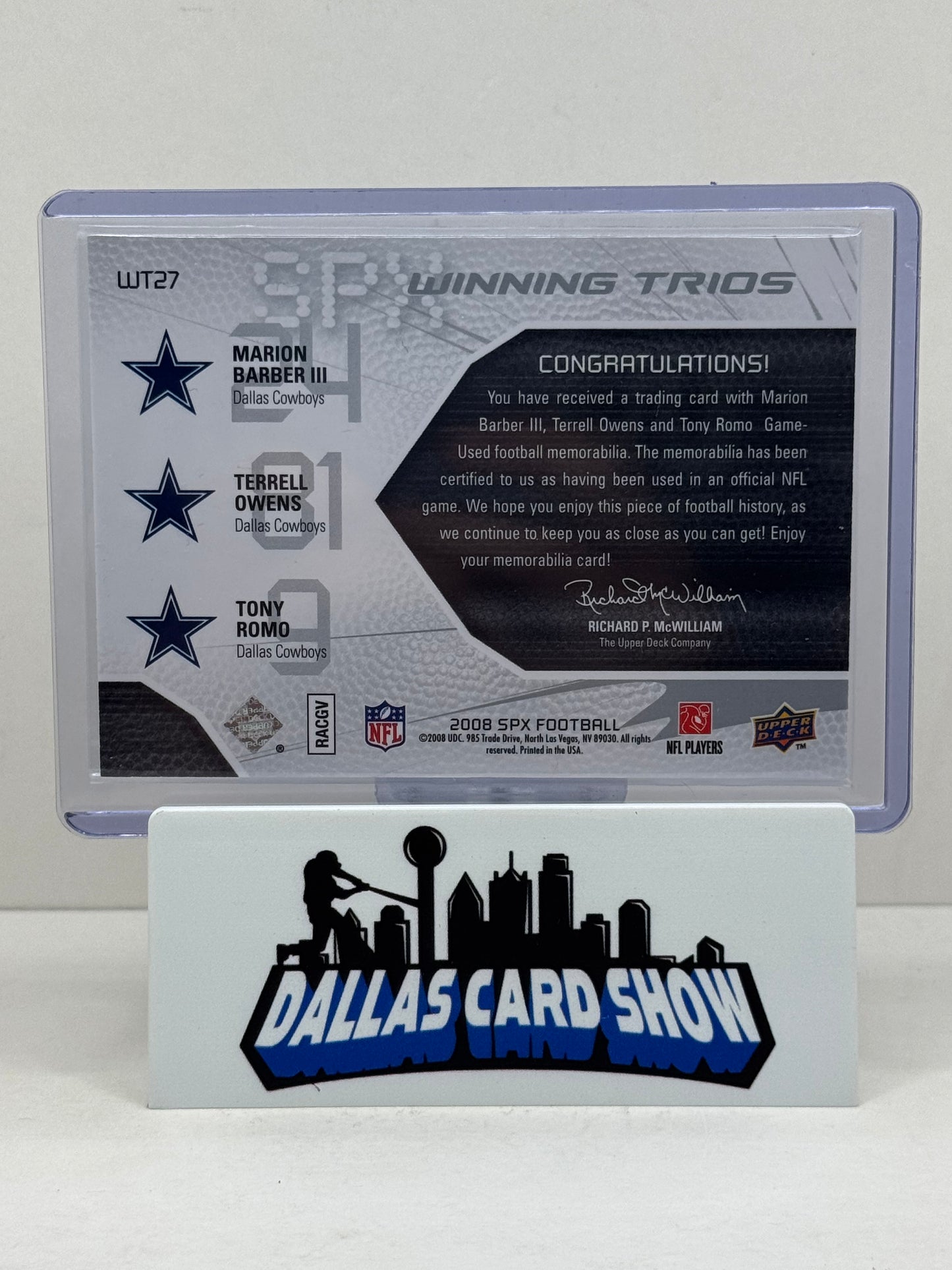 2008 SPX Tony Romo,Terrell Owens,Marion Barber Winning Trios Relic