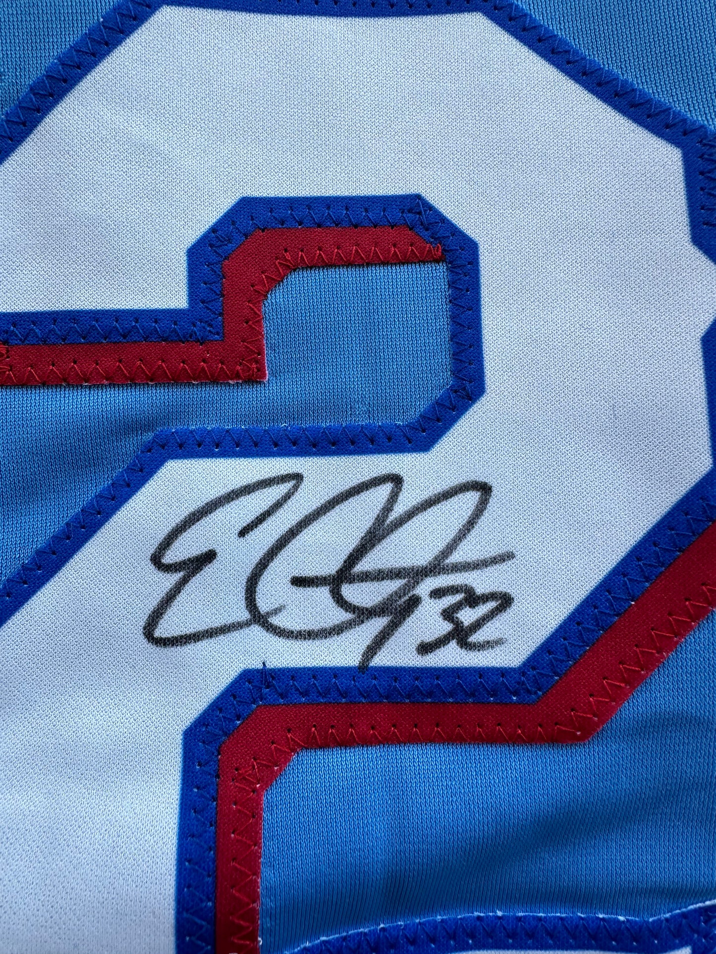 EVAN CARTER TEXAS RANGERS SIGNED Light Blue JERSEY XL BAS COA