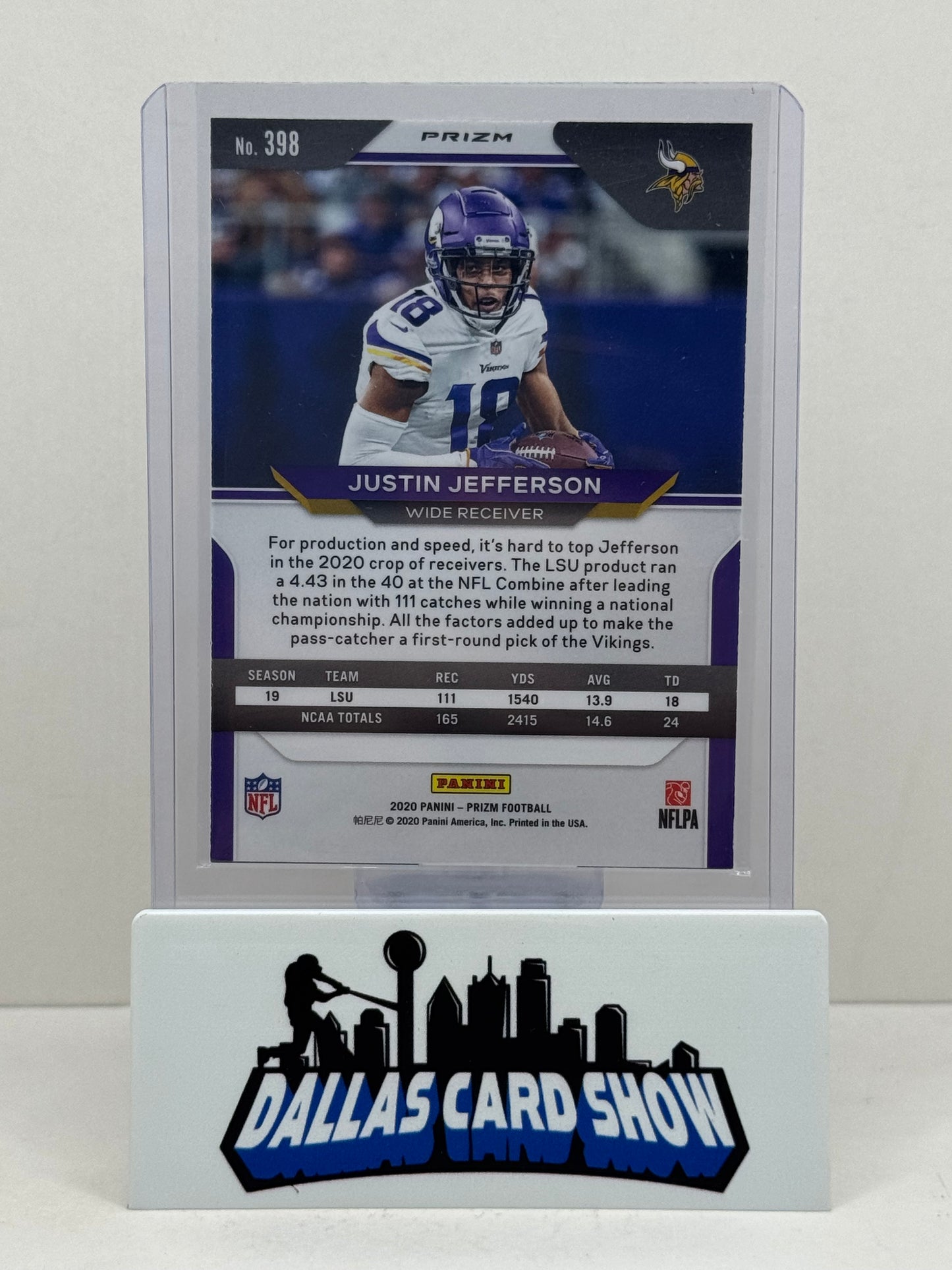 2020 Panini Prizm #398 Justin Jefferson Red White Blue Rookie RC