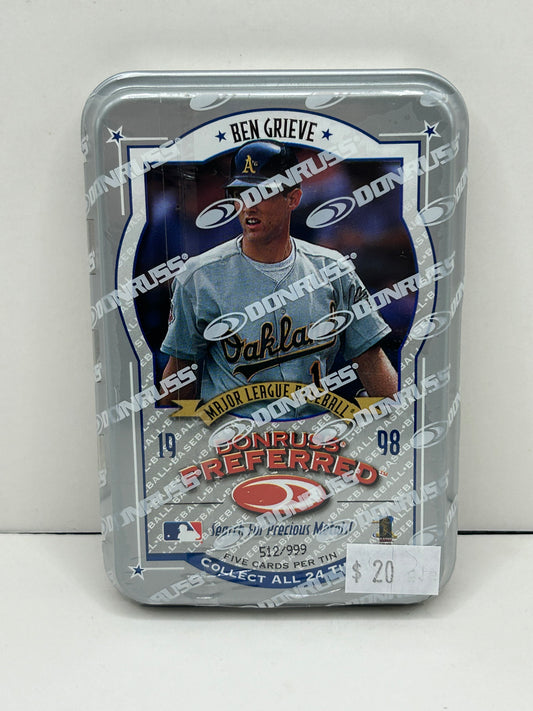1998 Donruss Preferred Ben Grieve Tin #512/999 5 Cards Per Tin