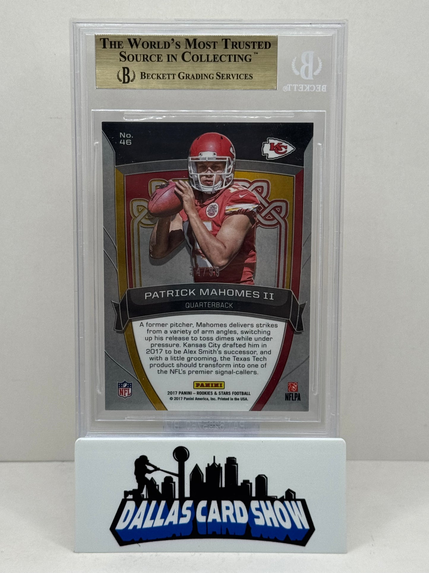 2017 Panini Rookie & Stars #46 Patrick Mahomes ll Crusade Red Rookie /99 BGS 9.5