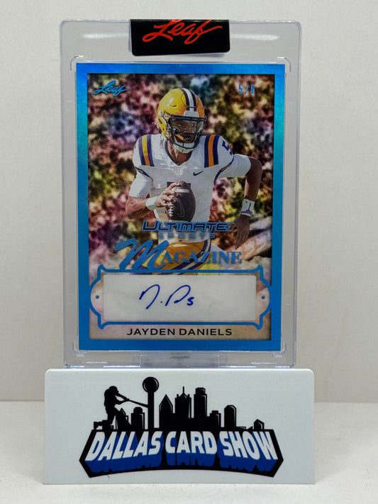 2025 Leaf Ultimate Sports #USM-JD1 Jayden Daniels Magazine Aqua Autograph /5