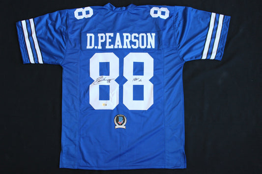 DREW PEARSON SIGNED FOOTBALL JERSEY Dallas Cowboys Tulsa w/HOF 21 BAS COA