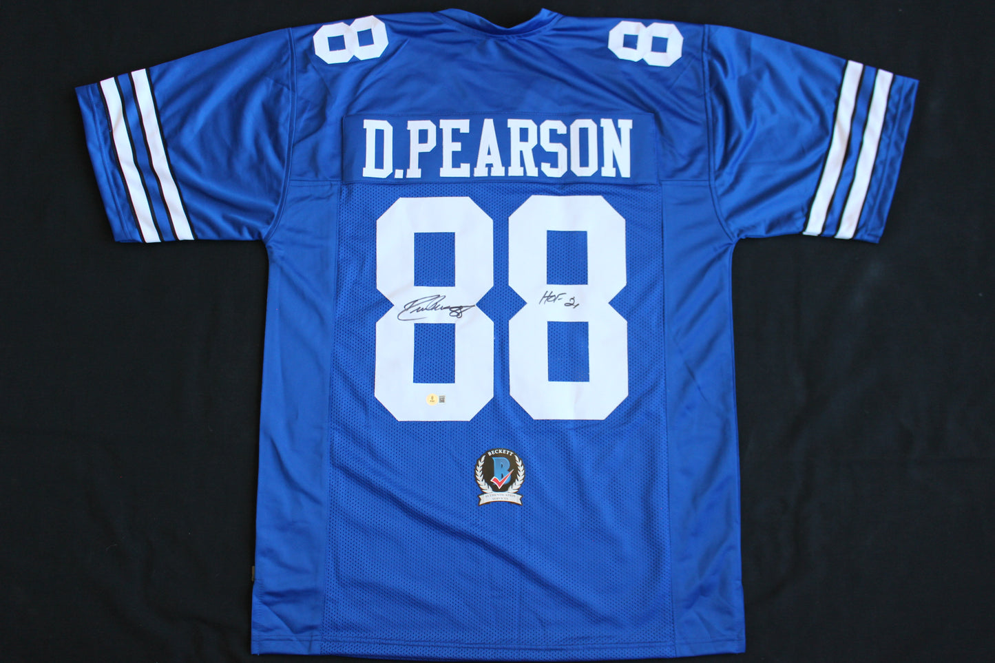 DREW PEARSON SIGNED FOOTBALL JERSEY Dallas Cowboys Tulsa w/HOF 21 BAS COA