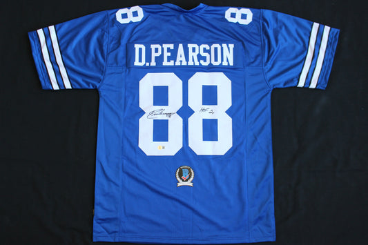 DREW PEARSON SIGNED FOOTBALL JERSEY Dallas Cowboys Tulsa w/HOF 21 BAS COA