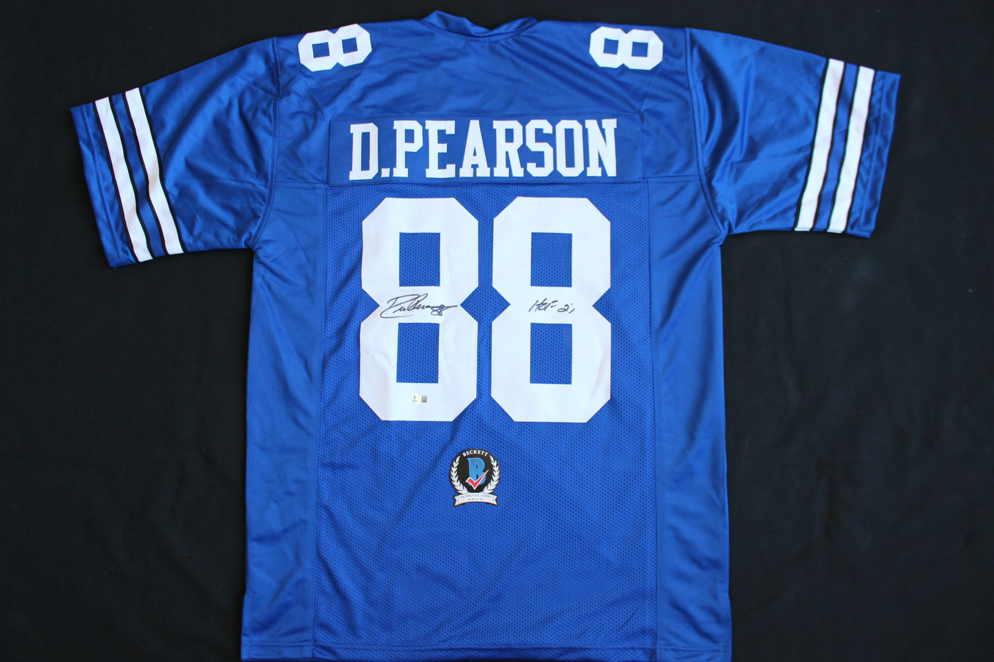 DREW PEARSON SIGNED FOOTBALL JERSEY Dallas Cowboys Tulsa w/HOF 21 BAS COA