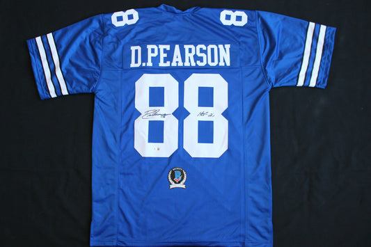DREW PEARSON SIGNED FOOTBALL JERSEY Dallas Cowboys Tulsa w/HOF 21 BAS COA
