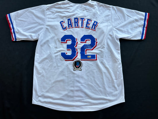 EVAN CARTER TEXAS RANGERS SIGNED Home JERSEY XL BAS COA