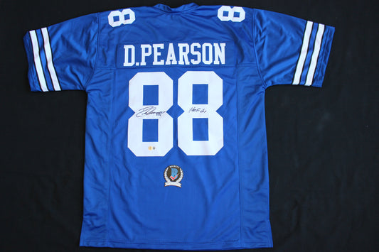 DREW PEARSON SIGNED FOOTBALL JERSEY Dallas Cowboys Tulsa w/HOF 21 BAS COA