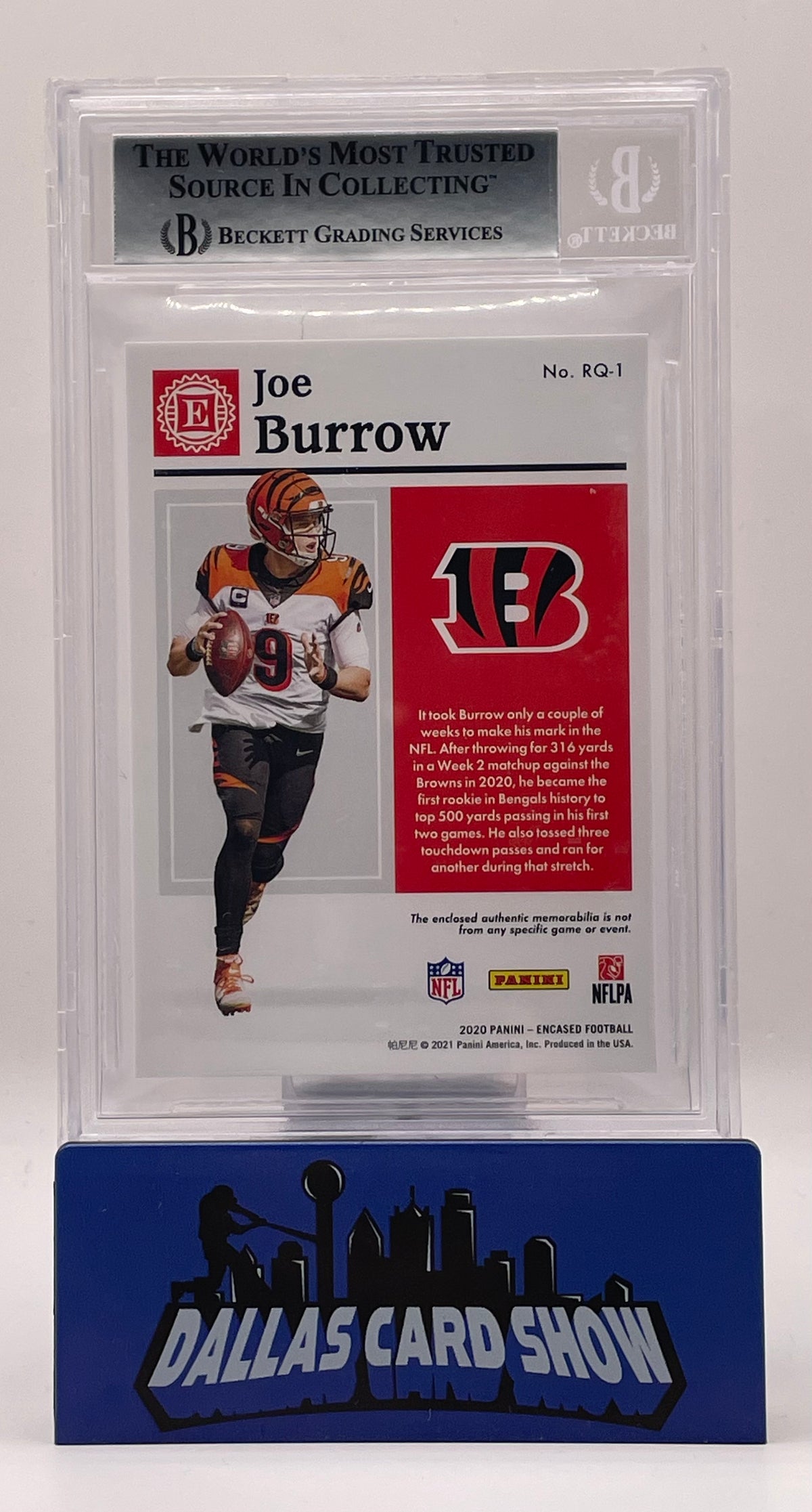2020 Panini Encased #1 Joe Burrow Rookie Quad Memorabilia /25 BGS 9
