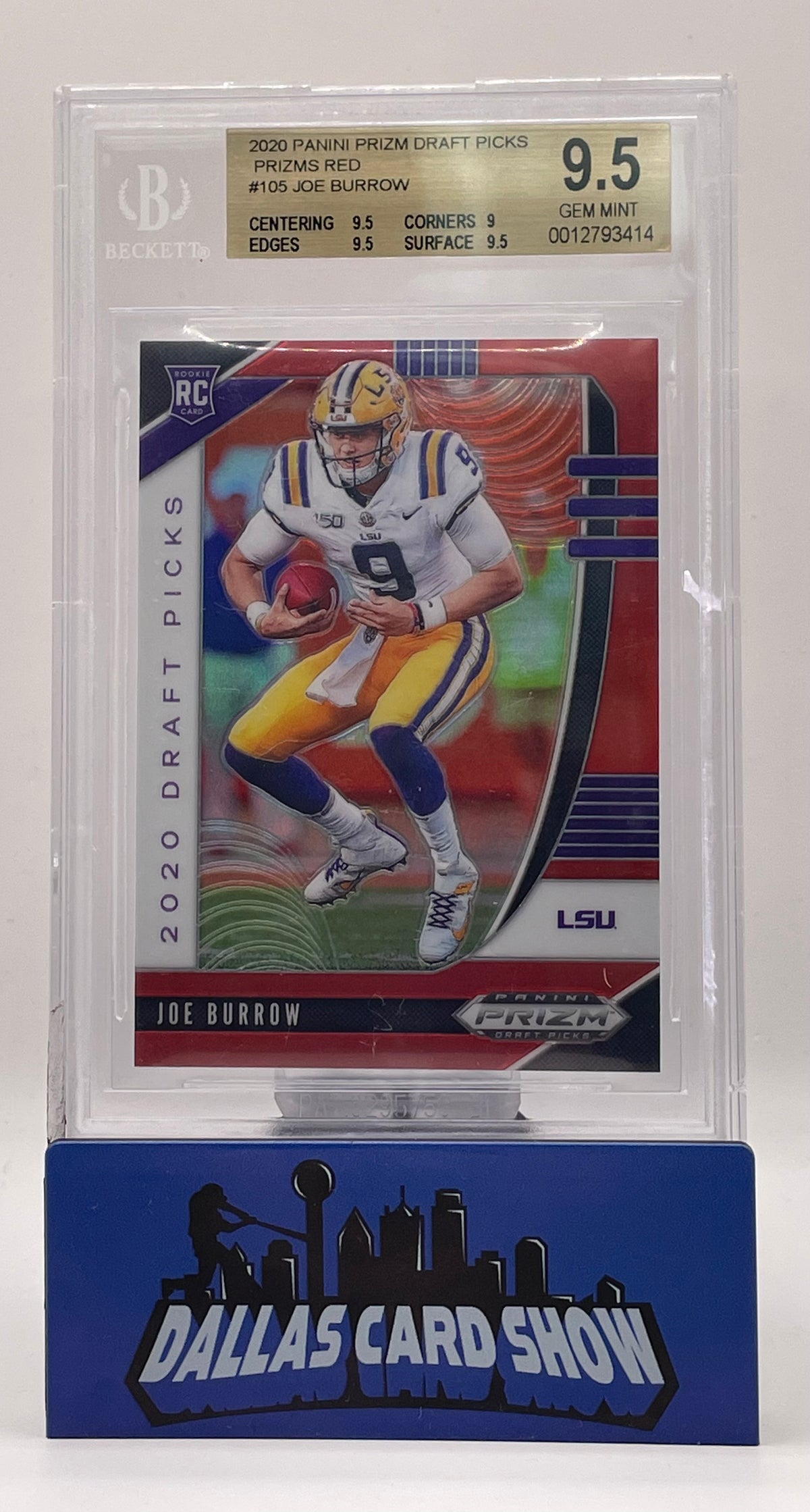 2020 Panini Prizm Draft Picks #105 Joe Burrow Prizm Red BGS 9.5